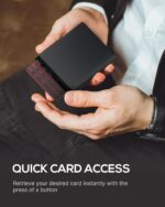 Mens Wallet Card Holder - Smart Wallet for Men, Pop Up Card Case, Top Grain Leather, RFID Blocking, Slim, Minimalist, Ultra Thin, Front Pocket, 9-14 Card Capacity | ID Window | Cash Slot (Black) - Image 5