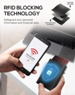 Mens Wallet Card Holder - Smart Wallet for Men, Pop Up Card Case, Top Grain Leather, RFID Blocking, Slim, Minimalist, Ultra Thin, Front Pocket, 9-14 Card Capacity | ID Window | Cash Slot (Black) - Image 7