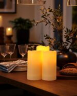 Enido 12 Pc Flameless LED Candles with Remote & Timer, Outdoor Waterproof, Flickering Electric Warm Lights for Cozy Home & Holiday Romantic Decor, Battery Operated for Party(D 2.2” x H 4”/5”/6” - Image 8