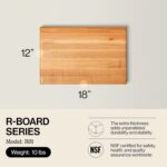 John Boos R-Board Series Rectangular Wooden Maple Cutting Board 18”x12” – 1.5” Thick, 10-lb Reversible Butcher Block with Edge-Grain & Finger Grips – Made in the USA - Image 3