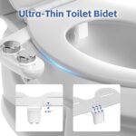 Bidet Attachment for Toilet, Self-Cleaning Dual Retractable Nozzles Bidet, Non-Electric Adjustable Water Pressure for Hygienic Rear & Feminine Wash, Easy Installation Ultra-Slim (White) - Image 5