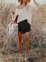 Flowy Shorts for Women Casual Boho Ruffle Tiered Skorts High Waist Mini Skirts Golf Tennis Crochet Shorts - Image 6