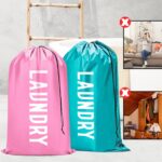 Fiodrimy 2 Pack XL Travel Laundry Bag, Machine Washable Dirty Clothes Organizer, Large Enough to Hold 4 Loads of Laundry, Easy Fit a Laundry Basket (Pink+Blue, 24" x 36") - Image 9