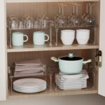 2 Pcs Cabinet Organizer Shelf，Stackable Kitchen Counter Shelves, Spice Rack,Countertop Organizers，Clear Plastic Storage Shelves Rack for Makeup，Bathroom, Cupboard，Desk，Pantry Organization - Image 4