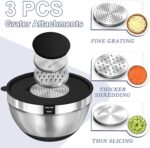 Umite Chef Mixing Bowls with Airtight Lids, 8PCS Stainless Steel Nesting Mixing Bowls Set, 3 Grater Attachments & Non-Slip Bottoms, Black Kitchen Bowls, Size 5, 4, 3.5, 2, 1.5QT for Baking & Serving - Image 4