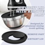 Umite Chef Mixing Bowls with Airtight Lids, 8PCS Stainless Steel Nesting Mixing Bowls Set, 3 Grater Attachments & Non-Slip Bottoms, Black Kitchen Bowls, Size 5, 4, 3.5, 2, 1.5QT for Baking & Serving - Image 8