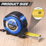 Youyole 10 Pack Tape Measure with Fractions 1/8 Steel Measuring Tape Retractable Easy Read Measurement Ruler Steel Power Blade (25 ft X 1 in,Blue) - Image 3
