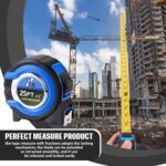 Youyole 10 Pack Tape Measure with Fractions 1/8 Steel Measuring Tape Retractable Easy Read Measurement Ruler Steel Power Blade (25 ft X 1 in,Blue) - Image 5