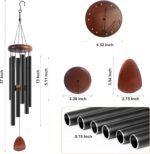 Large Aluminium Wind Chimes 37" Inches to Create a Zen Atmosphere Suitable for Outdoor, Garden, Patio Decoration. Classic Black Wind Chimes with Wind Catcher Suitable as A Gift for Unisex - Image 5