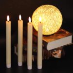 GenSwin Flameless Ivory Taper Candles Flickering with 10-Key Remote, Battery Operated Led Warm 3D Wick Light Window Candles Real Wax Pack of 6, Christmas Home Wedding Decor(0.78 X 9.64 Inch) - Image 4