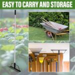 15 Inch Wide Bow Rake, 16 Steel Tines Metal Head Rake Tool with Stainless Steel Handle, Adjustable Long Handle Garden Rake for Loosening Soil Leveling Mulch Gathering Lawns Leaves - Image 8