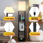 SHINE HAI 3-in-1 Shelf Floor Lamp with 1 USB&Type C&1 AC Outlet, 3-Tiered LED Bedroom Lamp, Shelf & Storage Combination Modern Standing Light - Image 7