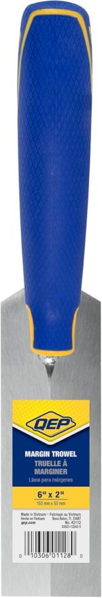 QEP 6 in. x 2 in. Comfort Grip Flat Margin Flooring Trowel with Bucket Hook, Silver (42112) - Image 9