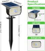 nipify Solar Lights Outdoor Waterproof, Motion Sensor Spot Lights- 4 Pack/56 LED/3 Modes Solar Powered Spotlights 2-in-1 Auto On/Off Landscape Lighting for Outside Yard Wall Garden, Cool White - Image 8