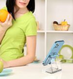 Crpich Acrylic Cell Phone Stand, Portable Clear Phone Stand for Desk, Compatible with Phone16 15 14 13 Pro Max Mini 12 11 Plus SE, Switch, Android Smartphone, Pad, Tablet, Desk Accessories - Image 6