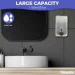 Heavy Duty Stainless Steel Wall Mount Soap Dispenser, 1100ml/37oz, with Corrosion Proof Lining and Anti-Leak Pump for Commercial & Home Bathroom Kitchen(Vertical) - Image 3
