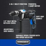 Hammerhead 7.5-Amp 1/2 Inch Variable Speed Hammer Drill with 6pcs Bit - HAHD075 - Image 4