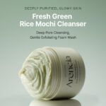 ARENCIA Korean Rice Mochi Face Cleanser - Face Wash, Gentle Scrub All in One for Deep Cleansing, Moisturizing, Pore Minimizing, Acne-Prone Skin, Removing Blackhead with Rice Water & Green Tea - Image 3