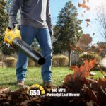 GEVEELIFE Leaf Blower Cordless, 650CFM & 3 Speed Levels, Electric Cordless Leaf Blower with 2 * 5.0Ah Battery Powered, Blowers for Lawn Care, Yard, Blowing Leaves, Dust, Snow - Image 3