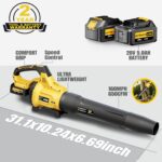 GEVEELIFE Leaf Blower Cordless, 650CFM & 3 Speed Levels, Electric Cordless Leaf Blower with 2 * 5.0Ah Battery Powered, Blowers for Lawn Care, Yard, Blowing Leaves, Dust, Snow - Image 8