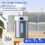 4L Ultrasonic Cool Mist Humidifier with 304 Stainless Steel Tank, Auto Humidity Control, Night Light, and Timer - For Large Rooms and Baby - Image 4