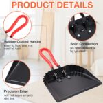 Uiifan 4 Pcs Industrial Metal Dustpans 12" Heavy Duty Dust Pan with Handle Commercial Dustpan Wide Scooper Dust and Debris Sweeping Tool Precision Edge Rubber Grip Loop Handle (Black) - Image 4