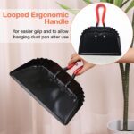 Uiifan 4 Pcs Industrial Metal Dustpans 12" Heavy Duty Dust Pan with Handle Commercial Dustpan Wide Scooper Dust and Debris Sweeping Tool Precision Edge Rubber Grip Loop Handle (Black) - Image 6