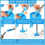 Spin Mop Replacement Handle 360 Degree Spin Mop Pole Handle Replacement Rotating Telescopic Stick for Head Replace Spinning Household Cleaning Accessories for Home(Cute Blue) - Image 4