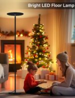 Modern LED Floor Lamp - Remote & Touch Control, 40W/2400LM Sky Torchiere Standing Lamp, Fully Dimmable, 3 Color Temperatures, Ideal for Living Room & Bedroom, Easy to Assemble - Image 5