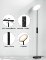 Modern LED Floor Lamp - Remote & Touch Control, 40W/2400LM Sky Torchiere Standing Lamp, Fully Dimmable, 3 Color Temperatures, Ideal for Living Room & Bedroom, Easy to Assemble - Image 9