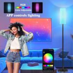 Smart LED Floor Lamp with APP Control & RGB Colors - Dimmable Standing Lamp for Living Room, Bedroom, Gaming - Remote, Timer, 9W Bulb Included, 67" Modern Tall Lamp (White) - Image 5