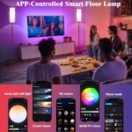 Smart LED Floor Lamp with APP Control & RGB Colors - Dimmable Standing Lamp for Living Room, Bedroom, Gaming - Remote, Timer, 9W Bulb Included, 67" Modern Tall Lamp (White) - Image 8