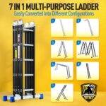 Bryner Step Folding Ladder 19.6ft Multi-Purpose Aluminium Extension Ladders, 7 in 1 Folding Adjustable Telescoping Step Ladder 330lbs - Image 3