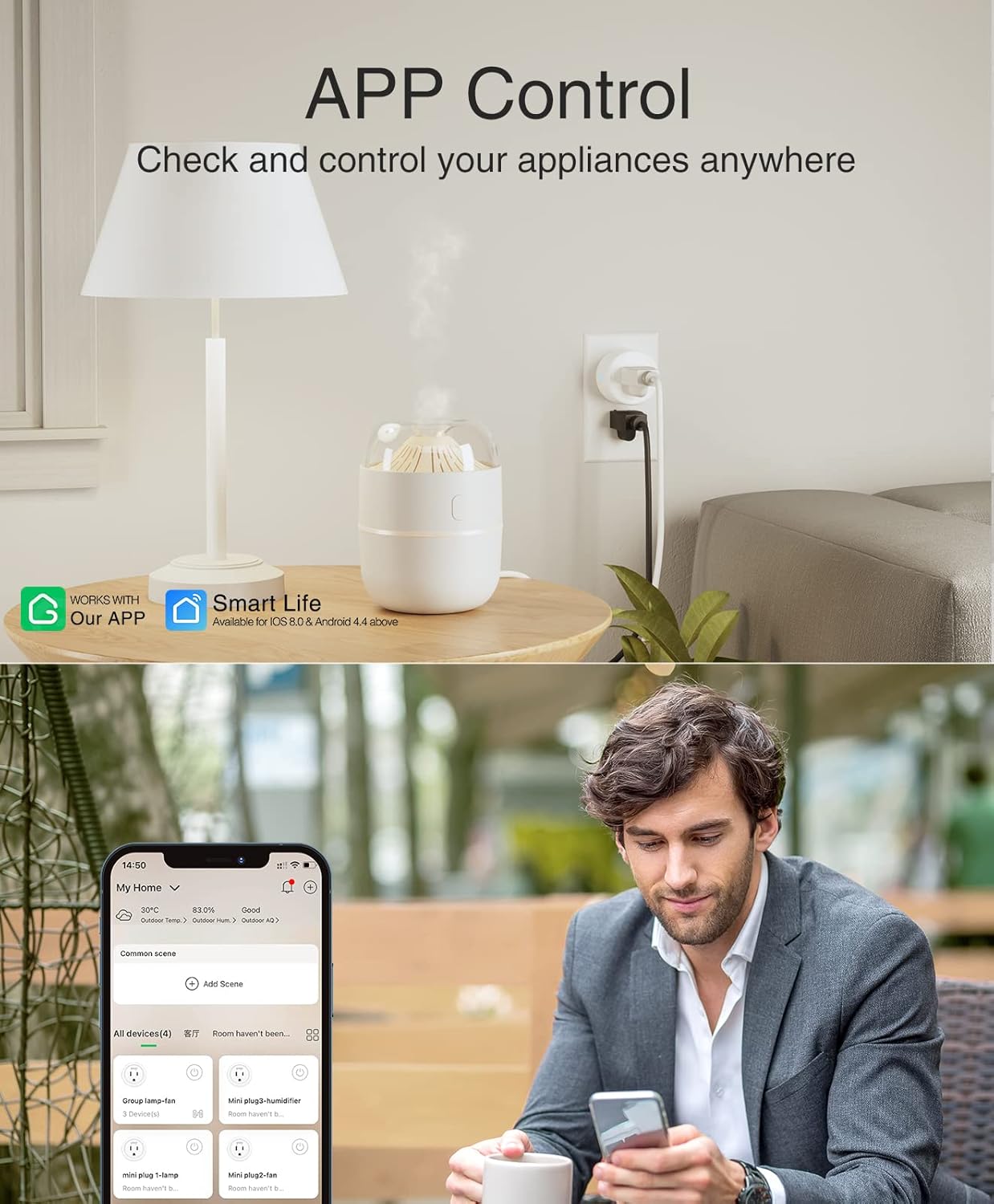 GHome Smart Mini Smart Plug Works with Alexa and Google Home, WiFi Smart Outlet Socket Remote Control Timer Function, Only 2.4GHz Network, No Hub Required, ETL FCC Listed, White - Image 4