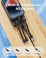 charmast 20000mAh Portable Charger with Built in Cables, 22.5W Travel Power Bank Fast Charging, USB C Cell Phone Battery Pack for iPhone 16/15/14/13/12/11 Series, iPad, Samsung, Android, Tablet - Image 3