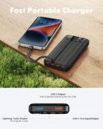 charmast 20000mAh Portable Charger with Built in Cables, 22.5W Travel Power Bank Fast Charging, USB C Cell Phone Battery Pack for iPhone 16/15/14/13/12/11 Series, iPad, Samsung, Android, Tablet - Image 9