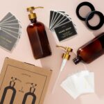 16oz Glass Soap Dispenser with Stainless Steel Pump, 21 Waterproof Labels, Non-Slip Protective Silicone Pad, Set of 2 for Bathroom & Kitchen (Amber Bottle/Brushed Gold Pump) - Image 9