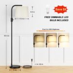 Ambimall 𝐅𝐮𝐥𝐥𝐲 𝐃𝐢𝐦𝐦𝐚𝐛𝐥𝐞 Floor Lamp - Floor Lamps 9W 𝐋𝐄𝐃 Light Bulb Included, Standing Lamps for Living Room with Adjust Head, Modern Standing Tall Light Rotary Switch for Office - Image 3