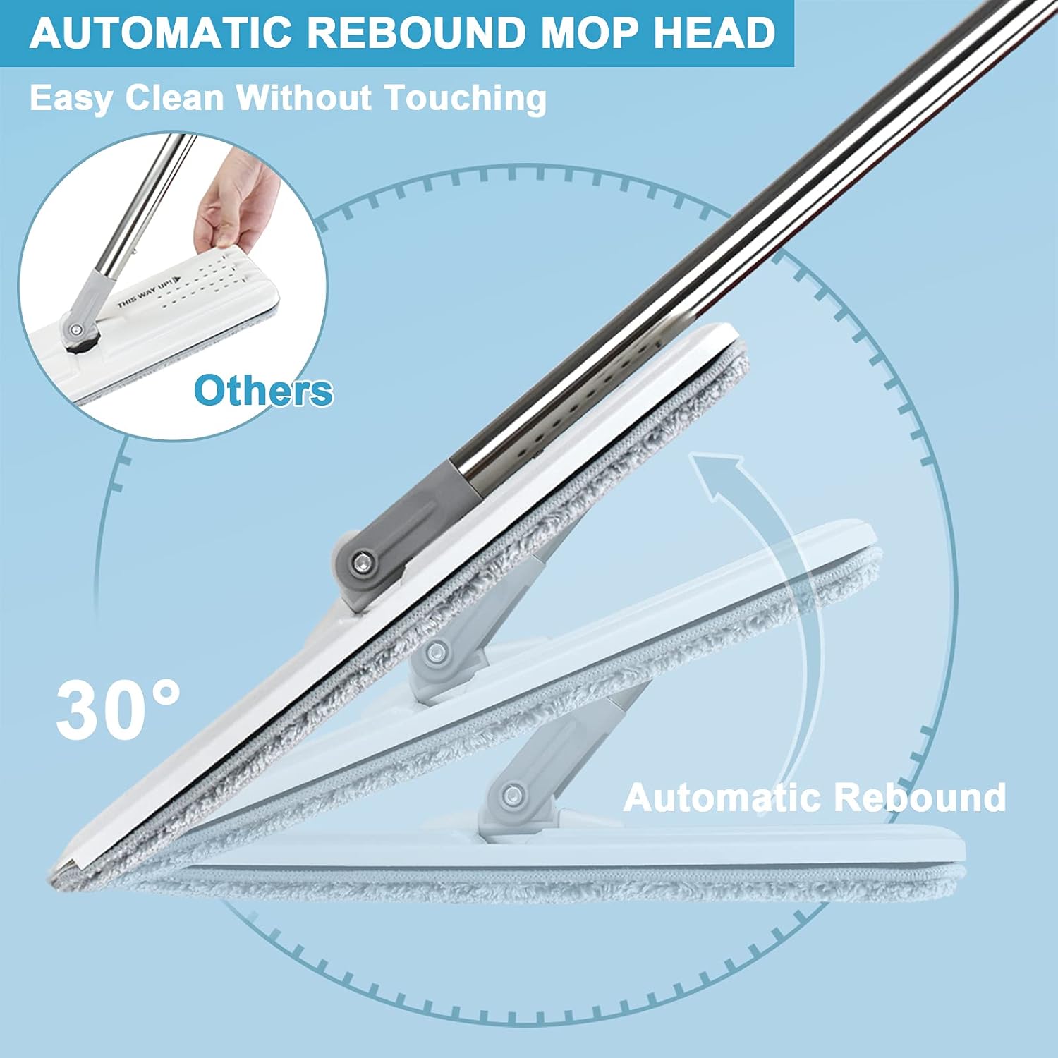 Mop and Bucket with Wringer Set, Hands Free Flat Floor Mop and Bucket, 3 Washable Microfiber Pads Included, Wet and Dry Use, Home Floor Cleaning System for All Floor Types and Windows - Image 5