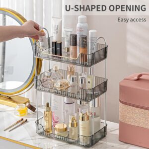 3 Tier Bathroom Organizer Countertop Makeup Perfume Tray Skincare Organizer for Bathroom Dresser Vanity (Grey) - Image 6