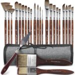 25pcs Paint Brush Set, Fuumuui Acrylic Paint Brushes, Professional Artist Series with Wide Flat, Filbert, Fan, Dagger, Cat Tongue, Round, Angle, Rigger for Oil, Acrylic Canvas Paintings, Face Painting - Image 2