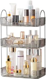 3 Tier Bathroom Organizer Countertop Makeup Perfume Tray Skincare Organizer for Bathroom Dresser Vanity (Grey) - Image 2