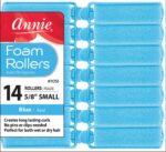 Annie Salon Style Small Foam Hair Rollers - 5/8" Blue - 14 Piece Set - Soft Heat-less Hair Curling Tools - Image 2