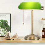 Bankers Lamp, Green Desk Lamp with Brass Finish, Classic Table Lamp with Pull Switch for Home, Office, Study (Green) - Image 2