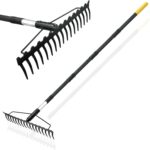 Bow Rake, 68-Inch Adjustable Handle Garden Rake with 17 Steel Tines, Heavy Duty Dual-Sided Metal Rake Landscape Gardening Tool for Soil Loosening Lawn Yard Leaves Mulch Thatch Removing - Image 2