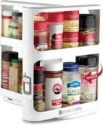 Cabinet Caddy Spice Rack Organizer for Cabinet - Slide & Rotate Kitchen Organizers and Storage - 2 Double-Decker Shelves - Non-Skid Base - Magnetic Modular Design - 10.8" H x 5.25" W x 10.8" D - Image 2