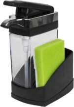 Casabella Sink Sider Solo Kitchen Soap Pump and Sponge Caddy, Black/Chrome - 2-in-1 Soap and Sponge Caddy, One-Hand Soap Dispensing, Ergonomic Design, Easy to Refill and Clean, Efficient Size - Image 2
