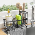 Cisily Kitchen Sink Caddy Organzier with High Brush Holder, Sponge Holder for Sink, 304 Rustproof Stainless, Kitchen Countertop Soap Dispenser Organizer, Kitchen Decor and Accessories - Image 2