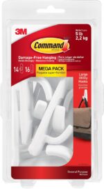Command Large Utility Hooks, Holds up to 5 lb, 14 Hooks and 16 Command Strips, Damage-Free Hanging Wall Hooks with Adhesive Strips, No Tools Adhesive Hooks for Hanging Christmas Decorations - Image 2