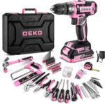 DEKOPRO Pink Drill Tool Kit Set: 20V Cordless Power Drill Tool Box with Battery Electric Drill Driver for Men Home Hand Repair Basic Toolbox Tools Sets Drills Case, DKMT186-GP - Image 2